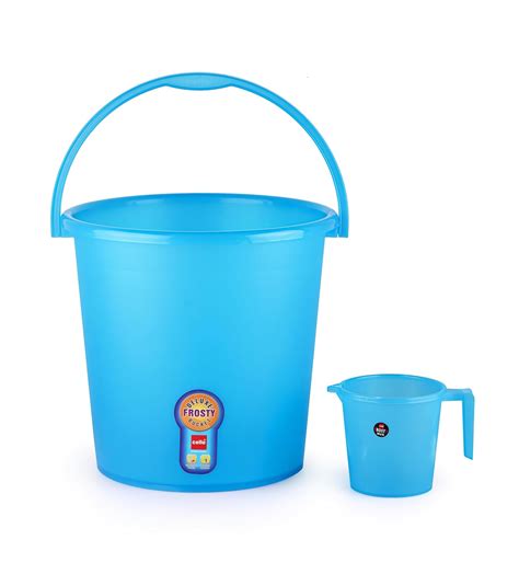 Cello Plastic Frosty Bucket Delux & Mug 2 Pcs Bathroom Set (Bucket 18 L ...