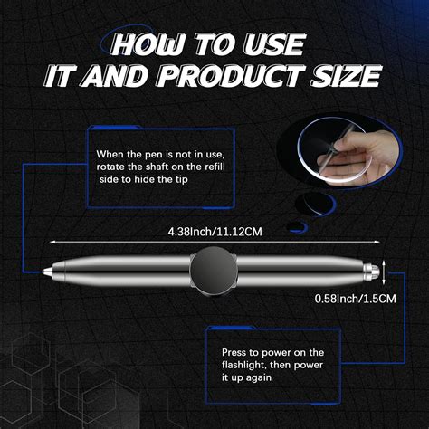 Set 2 Fidget Spinning Pen cu lumina LED, Metal, Gri - eMAG.ro