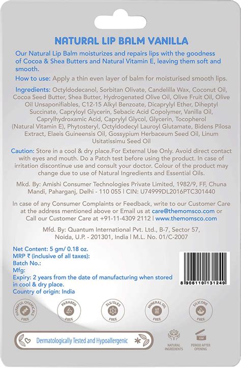 Buy THE MOMS CO. NATURAL VANILLA LIP BALM 5GM Online & Get Upto 60% OFF ...