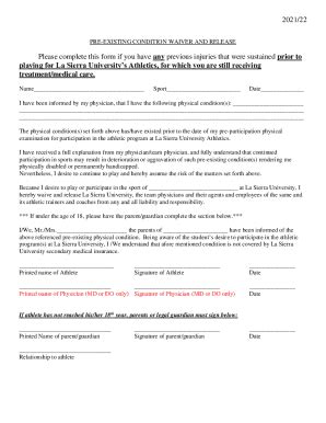 Fillable Online Trip Insurance Pre Existing Condition Waiver Fax Email ...