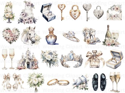 Wedding Clipart Wedding Digital Png Elements Princess Wedding Clipart ...