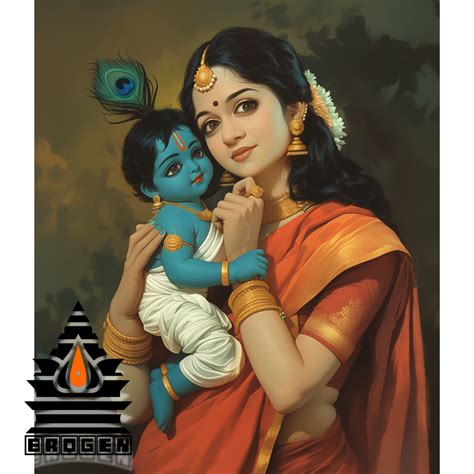 Baby Krishna with Mother Yashoda | Divine Bond Digital Art | High-Reso ...