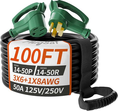 Amazon.com: PlugSaf 100 FT 50 Amp RV/EV Extension Cord Outdoor, 4 Prong ...