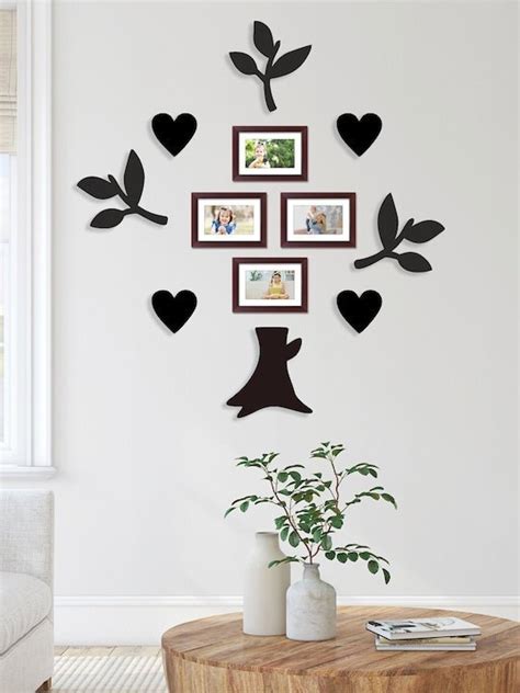 Set of 4 White & Black Family Tree Collage Photo Frames - Modern Arts