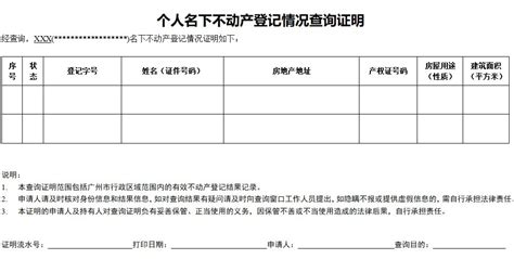 广州个人名下不动产登记情况查询证明样本- 广州本地宝
