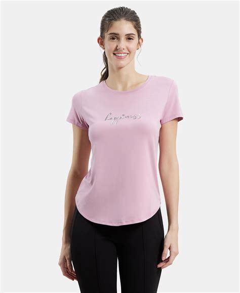 Buy Micro Modal Fiber Relaxed Fit Graphic Print Round Neck Half Sleeve ...