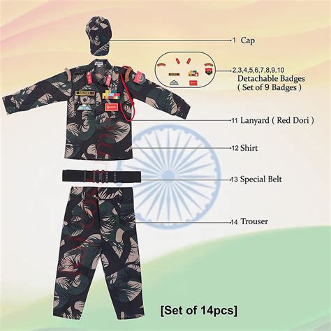 Army Dress for Kids, Polyester Fabric Indian Military Soldier Costume ...
