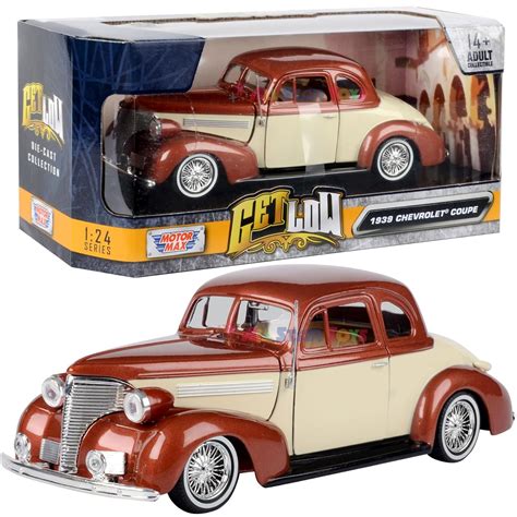 Motormax 1939 Chevrolet Coupe Lowrider 1:24 Diecast Model Brown/Cream ...