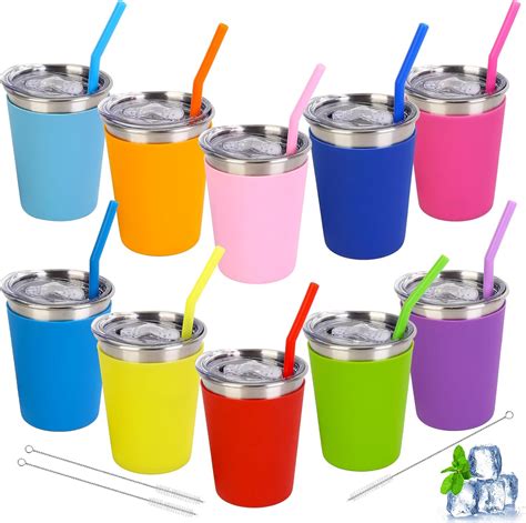 Amazon.com: IEBIYO 10 Pack Kids Cups with Straws and Lids Spill Proof Toddlers Mugs with ...