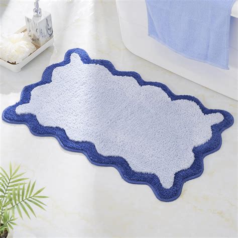 Amazon.com: DyeFury Luxury Cute Bathroom Rugs, Blue Bath Mat W/Navy ...