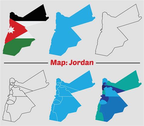 Jordan country map set. internal provinces borders marked, Simple map ...