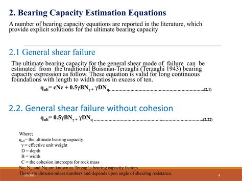 Bearing capacity estimation rocks for foundation | PPTX
