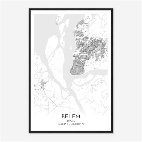 Belem Brazil Map Poster, Belem City Road Wall Art Print - Custom Maps & Posters