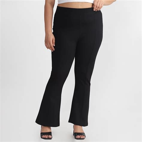 Plus Size Black 4-Way Stretch Fabric Flare Pants by CALAE | Sizes ...