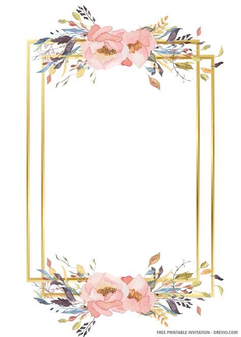 (FREE PRINTABLE) Gold Wedding Invitation Template | Blank wedding ...