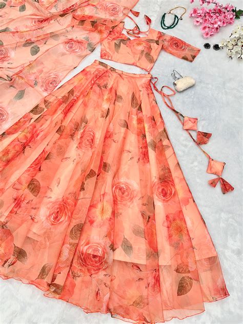 Peachy spring lehnga– Label Manali