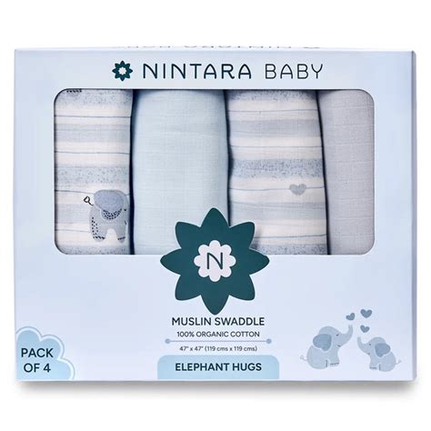 Elephant Hugs Cotton Baby Swaddle Extra Large | Set of 4 – Nintara Baby ...