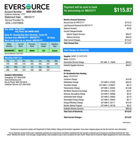 Sample Electric Bill | Eversource - Western Massachusetts
