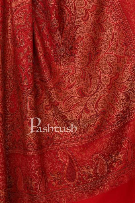 Pashtush Women'S Jamawar Shawl, Faux Pashmina, Maroon – Pashtush Shawl ...