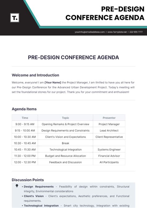 Free Pre-Design Conference Agenda Template to Edit Online