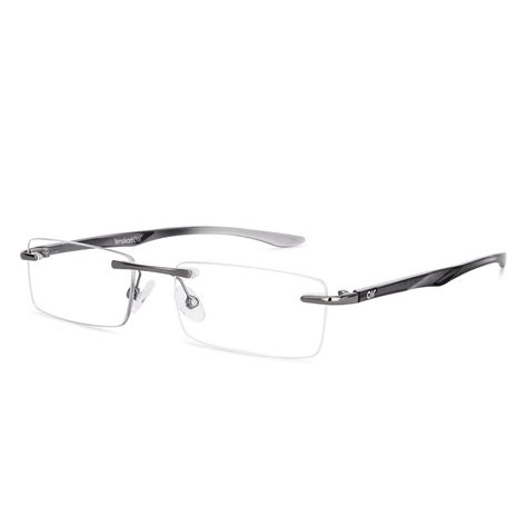 Silver Dark Grey Rimless Rectangle Lenskart Air LA E18747 Eyeglasses