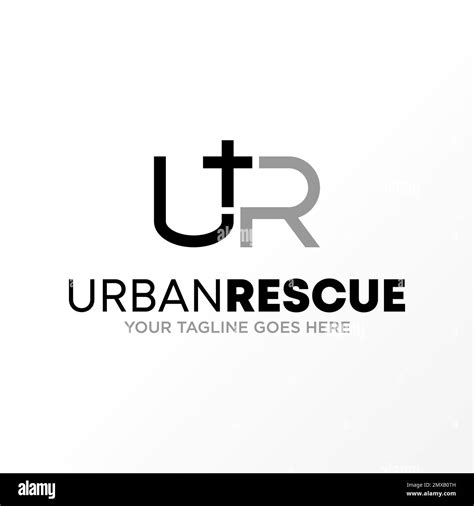 Letter or word UR font with Christian cross image graphic icon logo ...