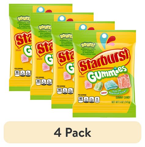 (4 pack) Starburst Gummies Sours Gummy Candy - 5 oz Bag - Walmart.com