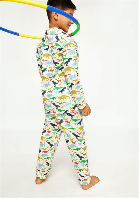 Dinosaur Dancers Print Collared Night Wear Set – Frangipani