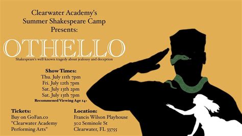 Shakespeares Othello, Francis Wilson Playhouse, Clearwater, 11 July ...