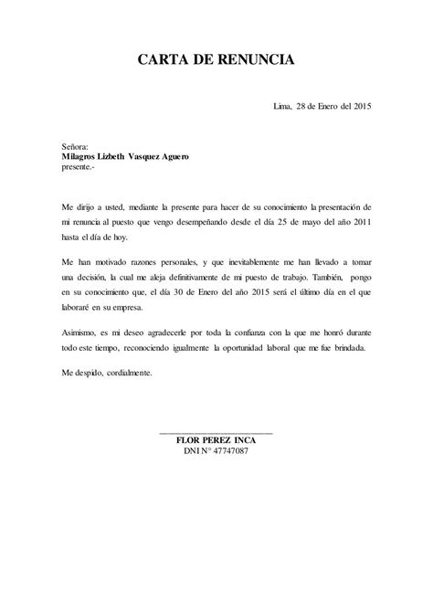Carta de renuncia | Carta de renuncia, Ejemplos de carta de renuncia ...