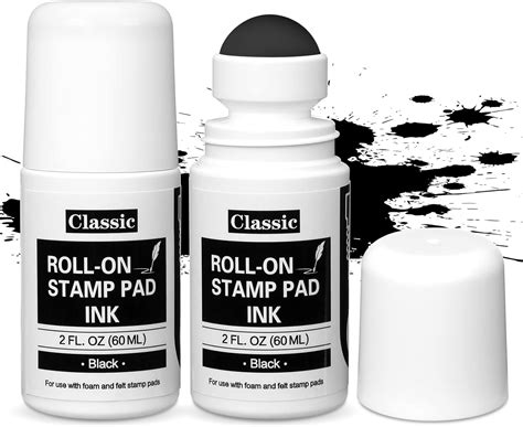 Amazon.com : MotiMind 2 Pack Black Roll-on Stamp Pad Ink Refill 2 oz ...