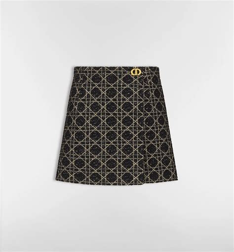 Macrocannage Skort Black and Gold-Tone Wool-Blend Tweed | DIOR