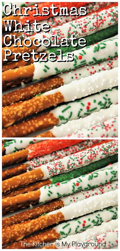Christmas White Chocolate-Dipped Pretzel Rods | The Kitchen is My ...