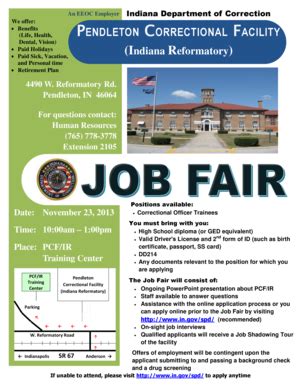 Fillable Online in PENDLETON CORRECTIONAL FACILITY (Indiana Reformatory ...