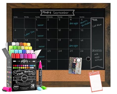 Mua Loddie Doddie 18x24 Rustic Framed Chalkboard Calendar and Bulletin ...