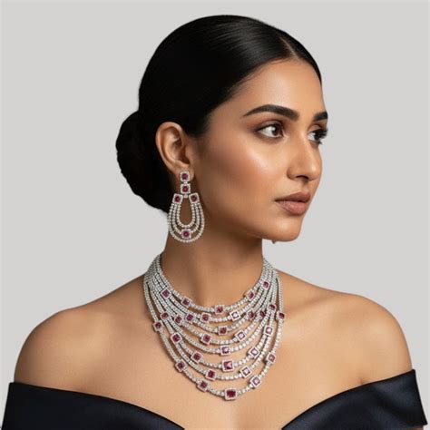 Luxury Ruby & Diamond Choker Necklace Set for Women – Auraa Trends