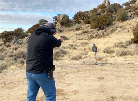 The author shooting on his home range with Blackhawk L2D holster, Glock ...