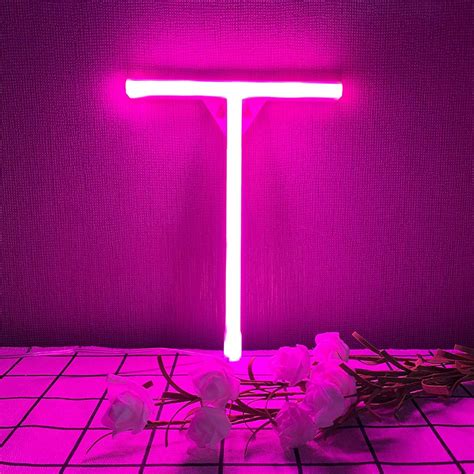 Buy ENUOLI LED Neon Light Letters Pink Neon Letter T Battery/USB ...