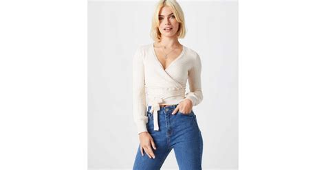 Urban Bliss Off White Ribbed Knit Wrap Cardigan | New Look