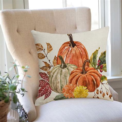 YCLife Fall Throw Pillows for Couch 18x18 inch Pumpkin Maple Leaf Fall ...