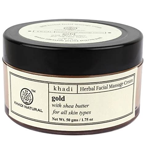 KHADI NATURAL Gold Herbal Facial Massage Cream with Shea Butter, 50g ...