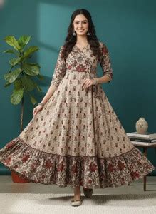 BIBHATSU Women Floral Print, Printed, Block Print Anarkali Kurta - Buy ...