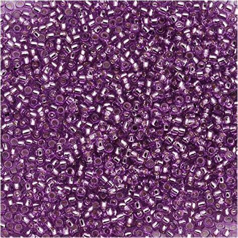 Toho Round Seed Beads Size 15/0, 2219 Silver-Lined Light Grape Beads 2. ...