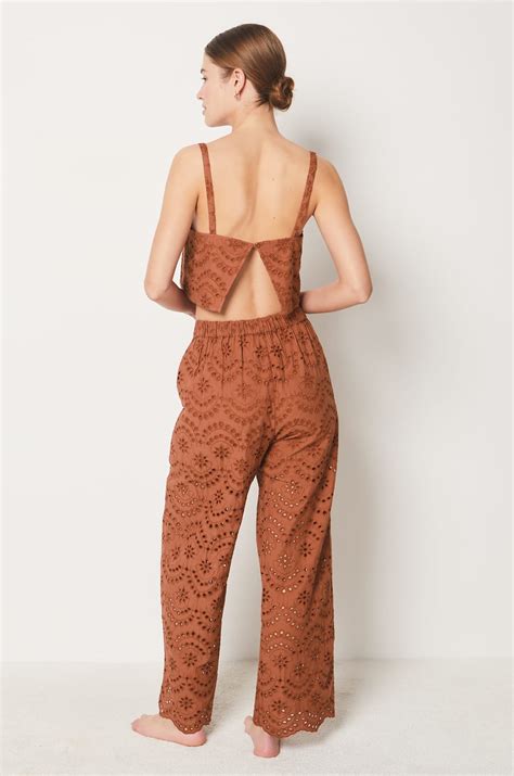 Eyelet Patterned Pants - BANGKA B - MARRON - ETAM