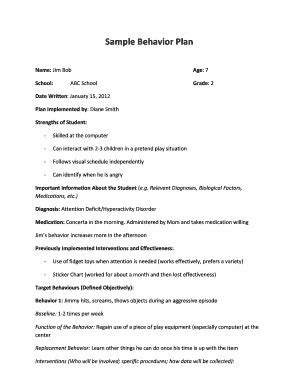 Fillable Online Behavior PlanSampledoc Fax Email Print - pdfFiller