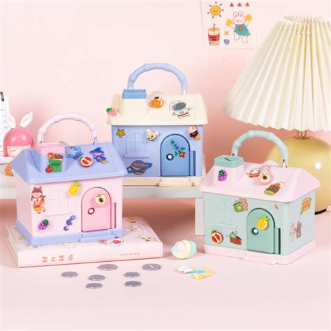 Cute House Piggy Bank with DIY stickers – Giftoo