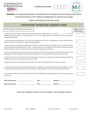 Fillable Online PARTICIPANT INTERVIEW CONSENT FORM Fax Email Print ...