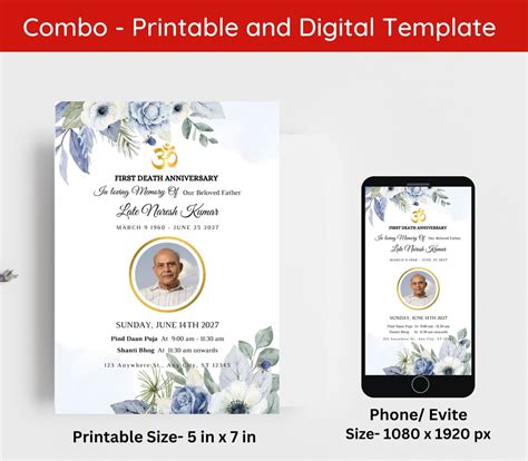 Buy Editable Barsi Invitation, Indian Death Anniversary Invitation ...