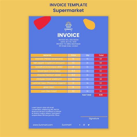 Modèle de facture d'entreprise de supermarché | PSD Gratuite