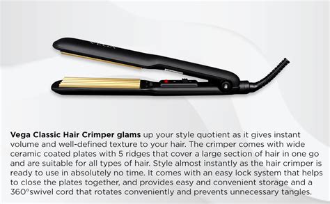 VEGA Classic Hair Crimper With Quick Heat Up & Ceramic Coated Plates ...